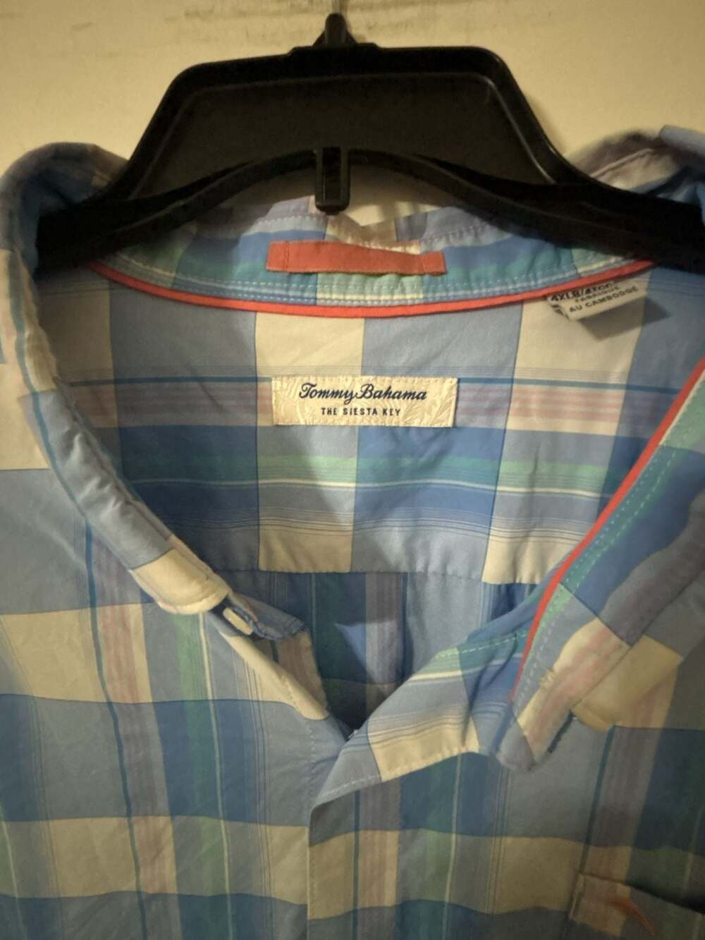 Tommy Bahama The Siesta Key Plaid Long Sleeve Shirt Size 4XLB Blue